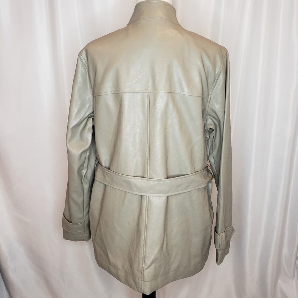 A New Day Faux Leather Belted Anorak Neutral Jacket Weather Resistant Med New - Picture 7 of 10